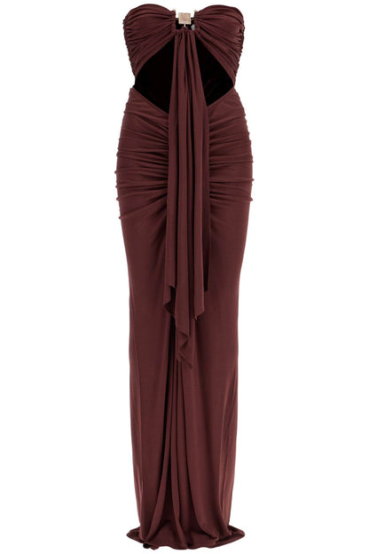 Maxi Dress With Bezel Detail  - Brown