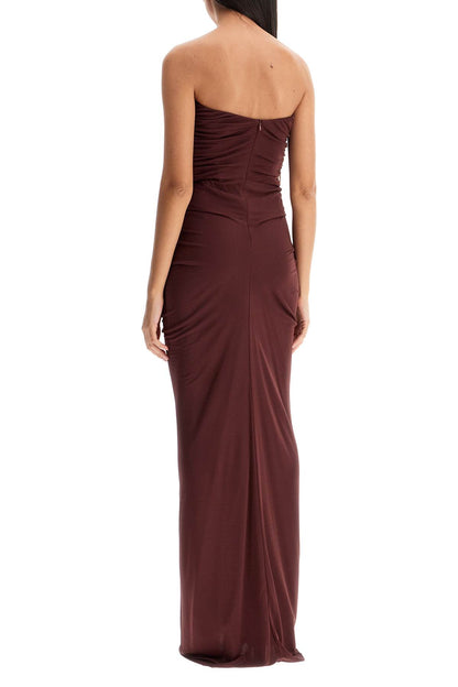 Maxi Dress With Bezel Detail  - Brown