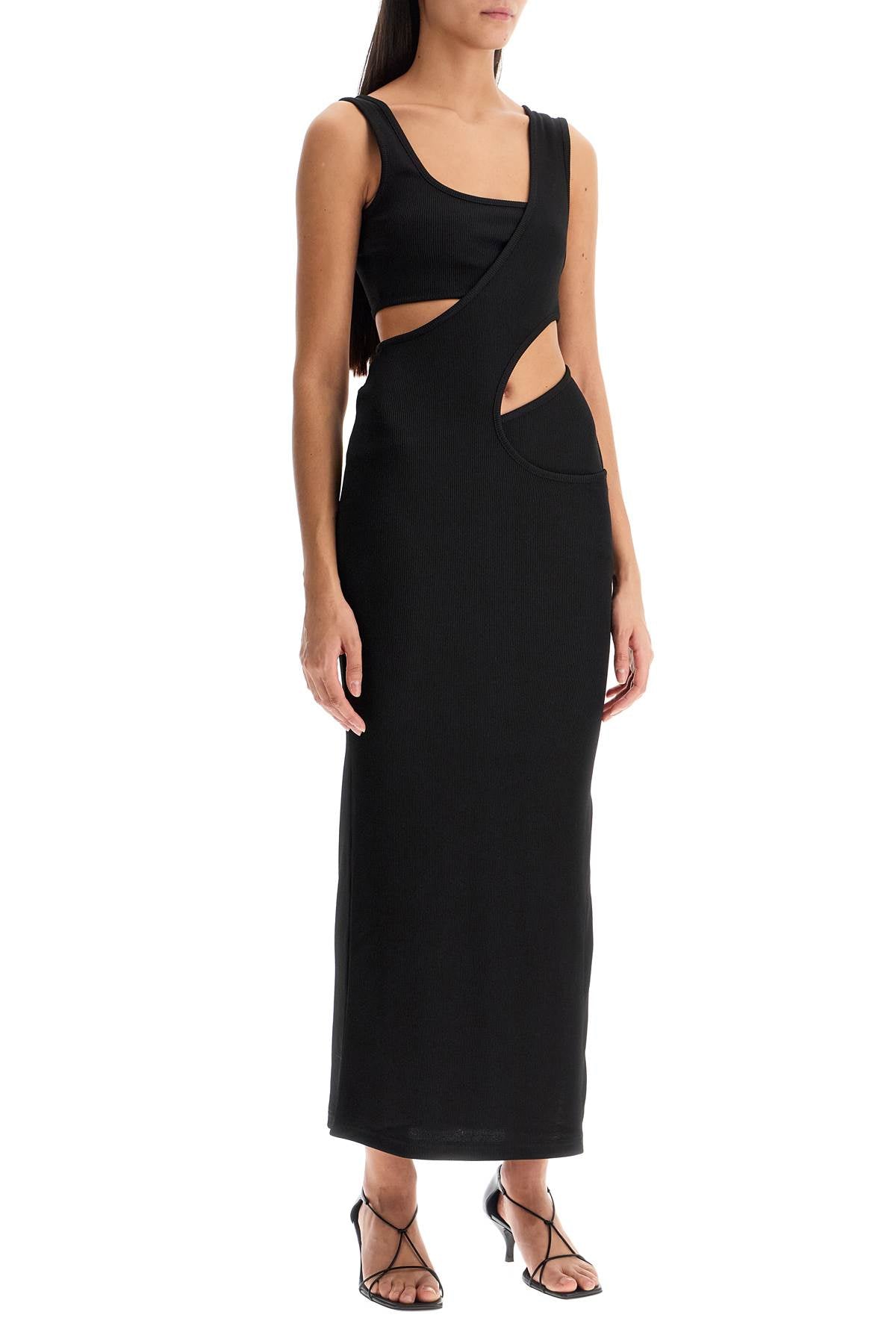 Long Layered Effect Maxi Dress  - Black