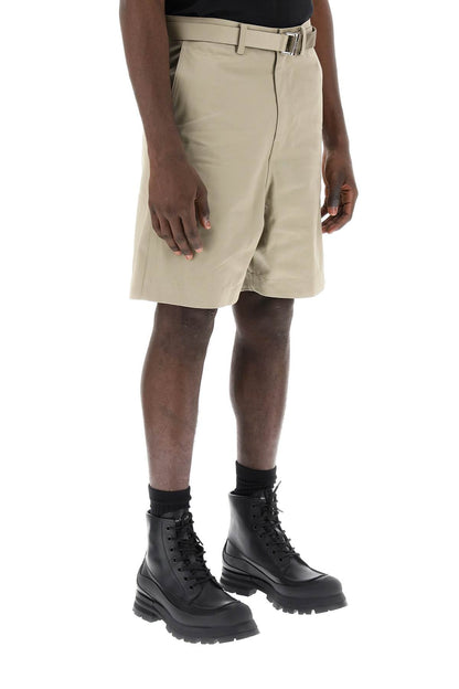 Cotton Belted Shorts  - Khaki