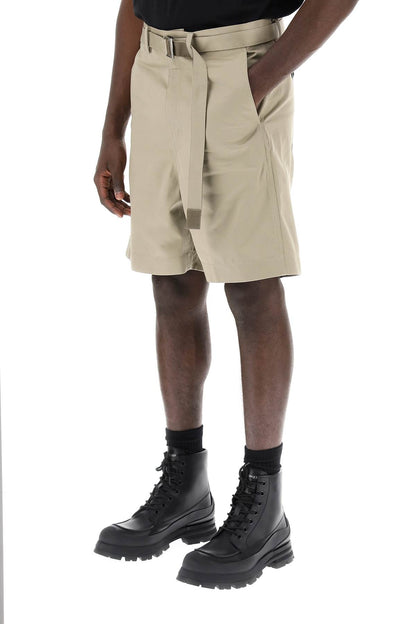 Cotton Belted Shorts  - Khaki