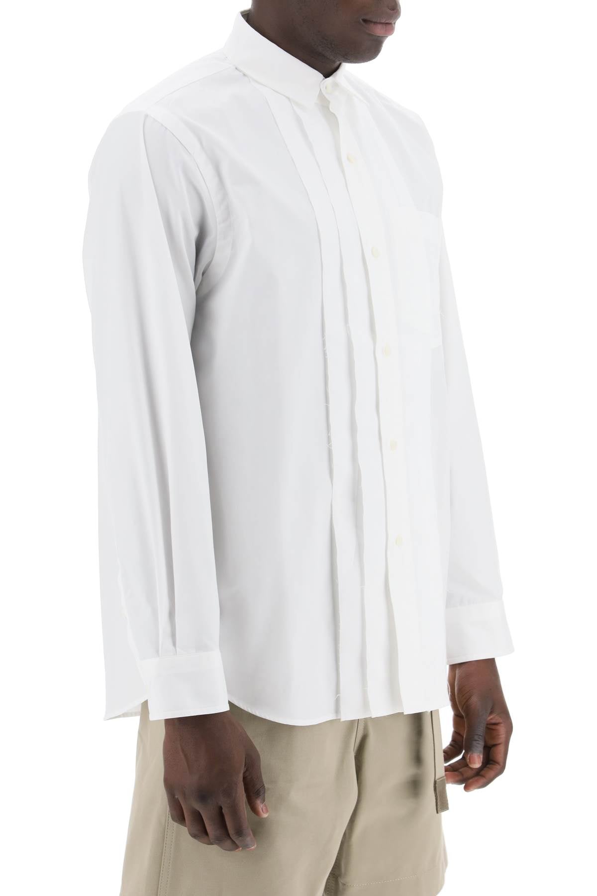 Layered Poplin Effect Shirt With  - White