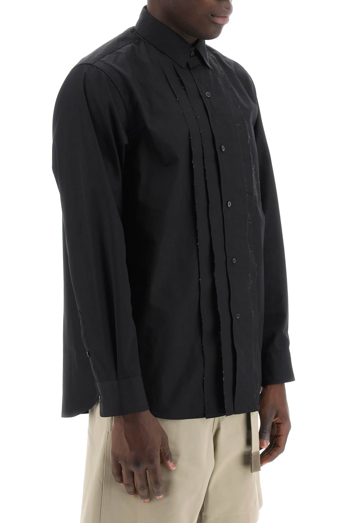 Layered Poplin Effect Shirt With  - Black