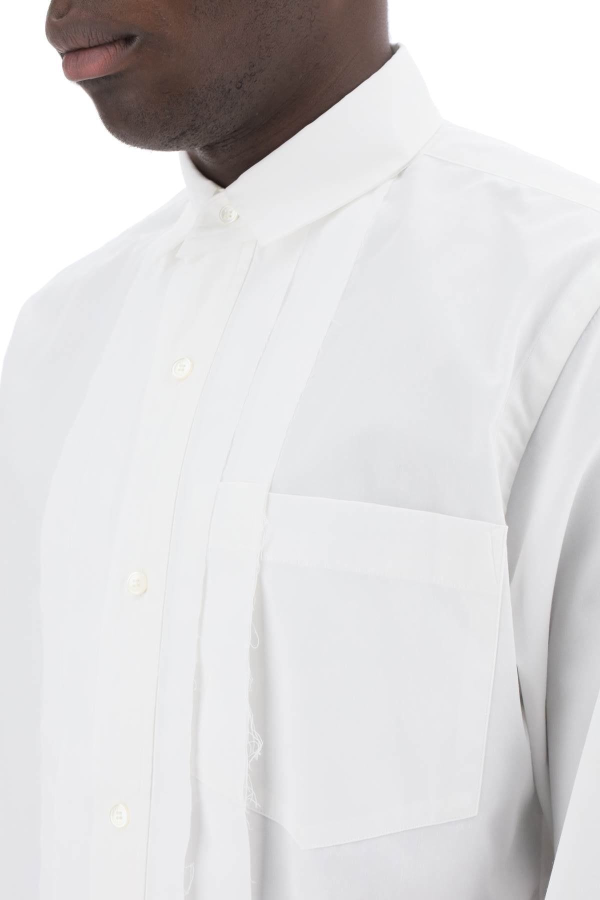 Layered Poplin Effect Shirt With  - White