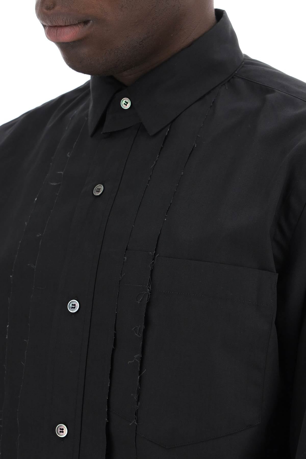 Layered Poplin Effect Shirt With  - Black