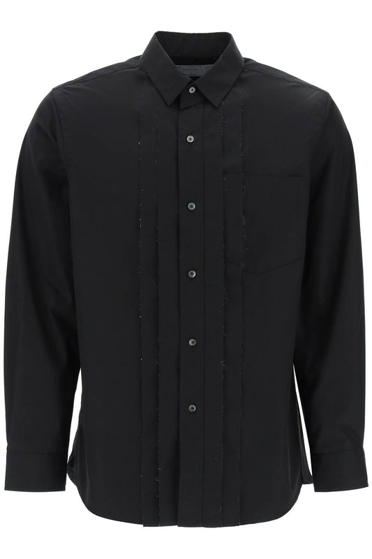 Layered Poplin Effect Shirt With  - Black