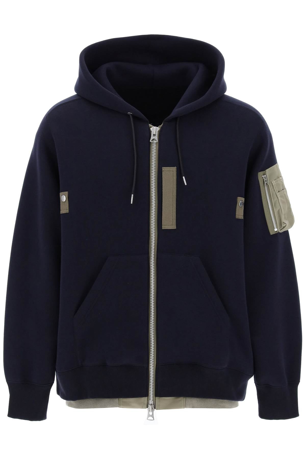 Full Zip Hoodie With Contrast Trims  - Blu