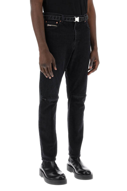 Slim Jeans With Belt  - Black