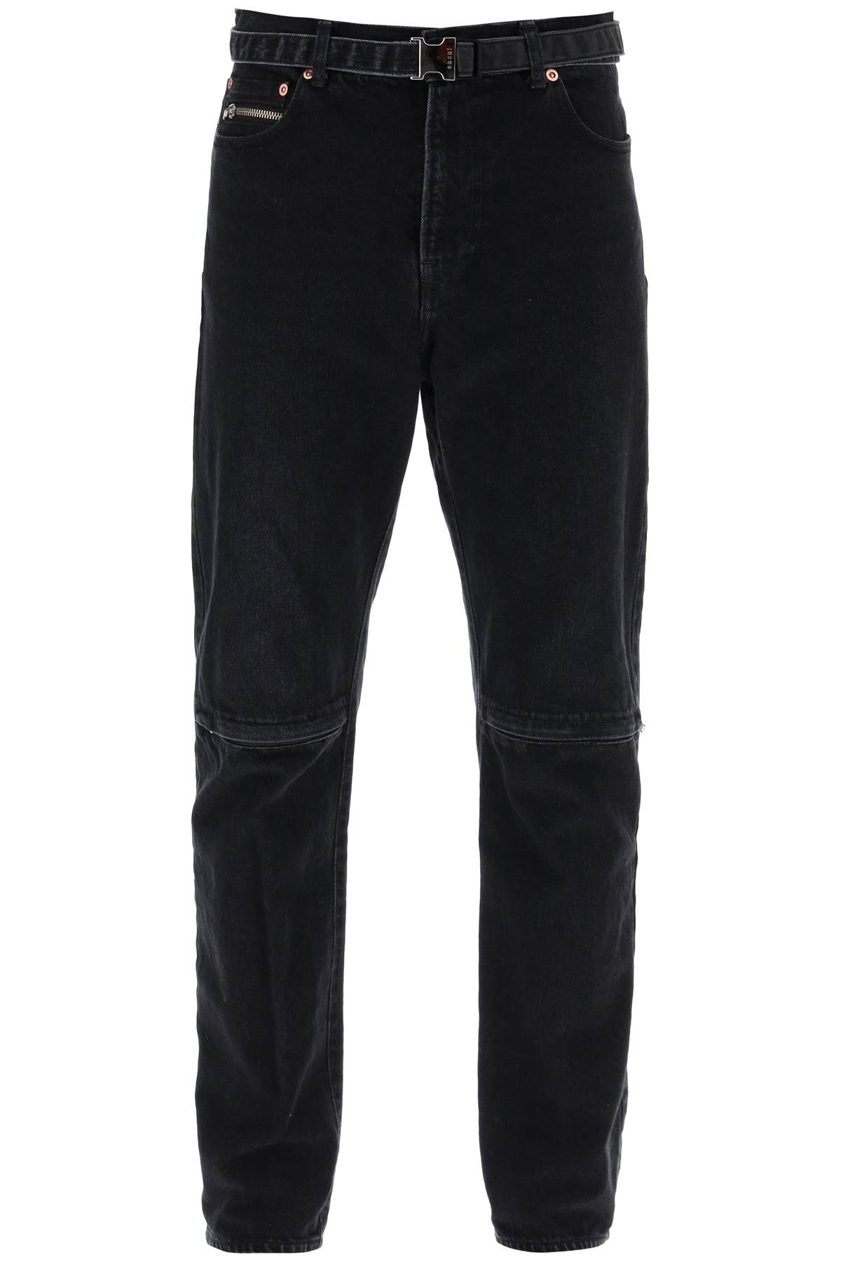 Slim Jeans With Belt  - Black