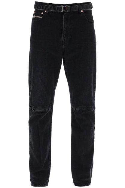 Slim Jeans With Belt  - Black