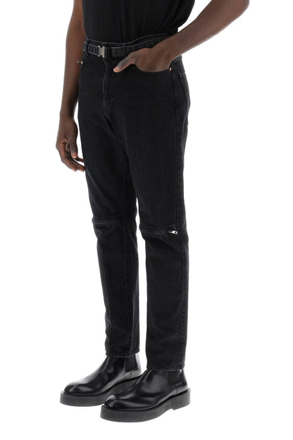 Slim Jeans With Belt  - Black