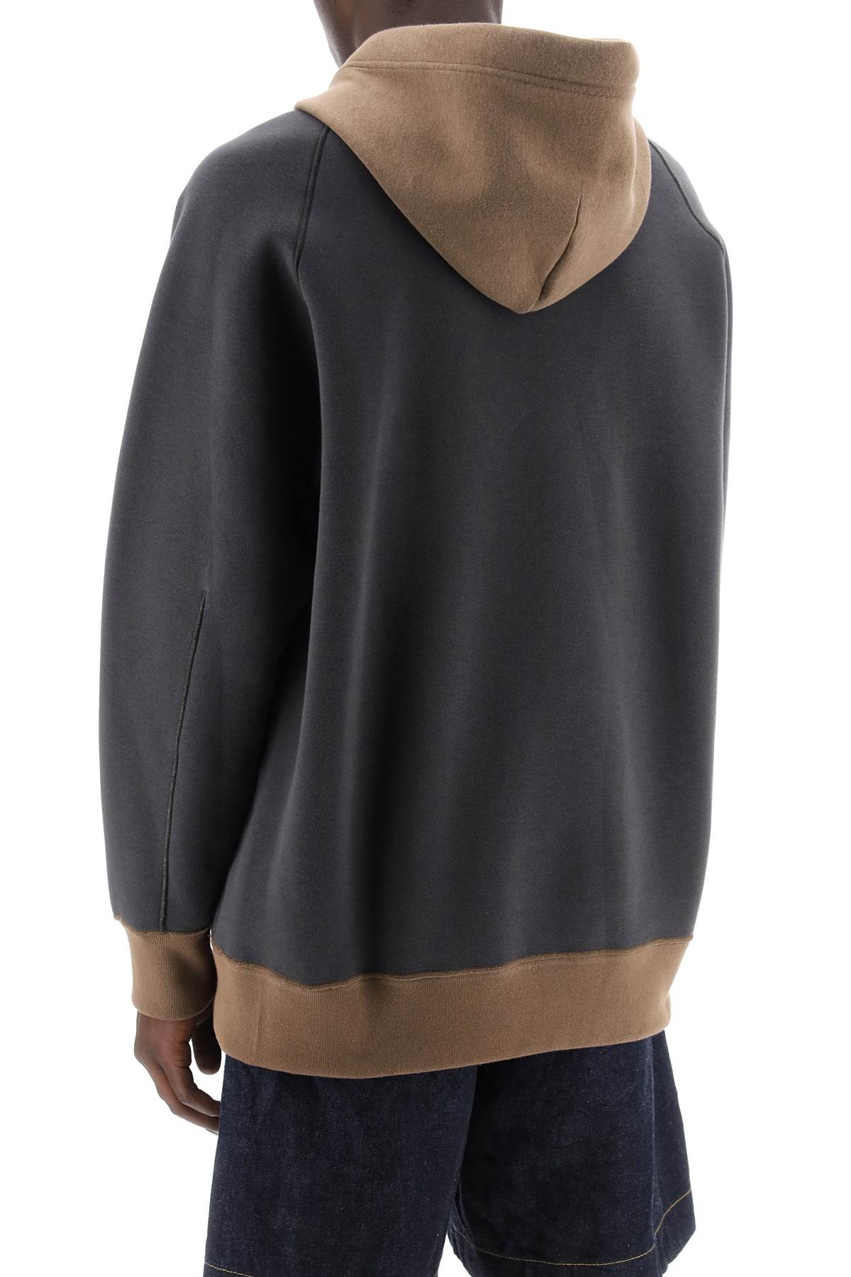 Hooded Sweatshirt With Reverse  - Grey