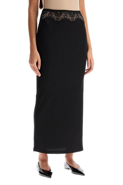 "knitted Skirt With Lace Detail  - Black