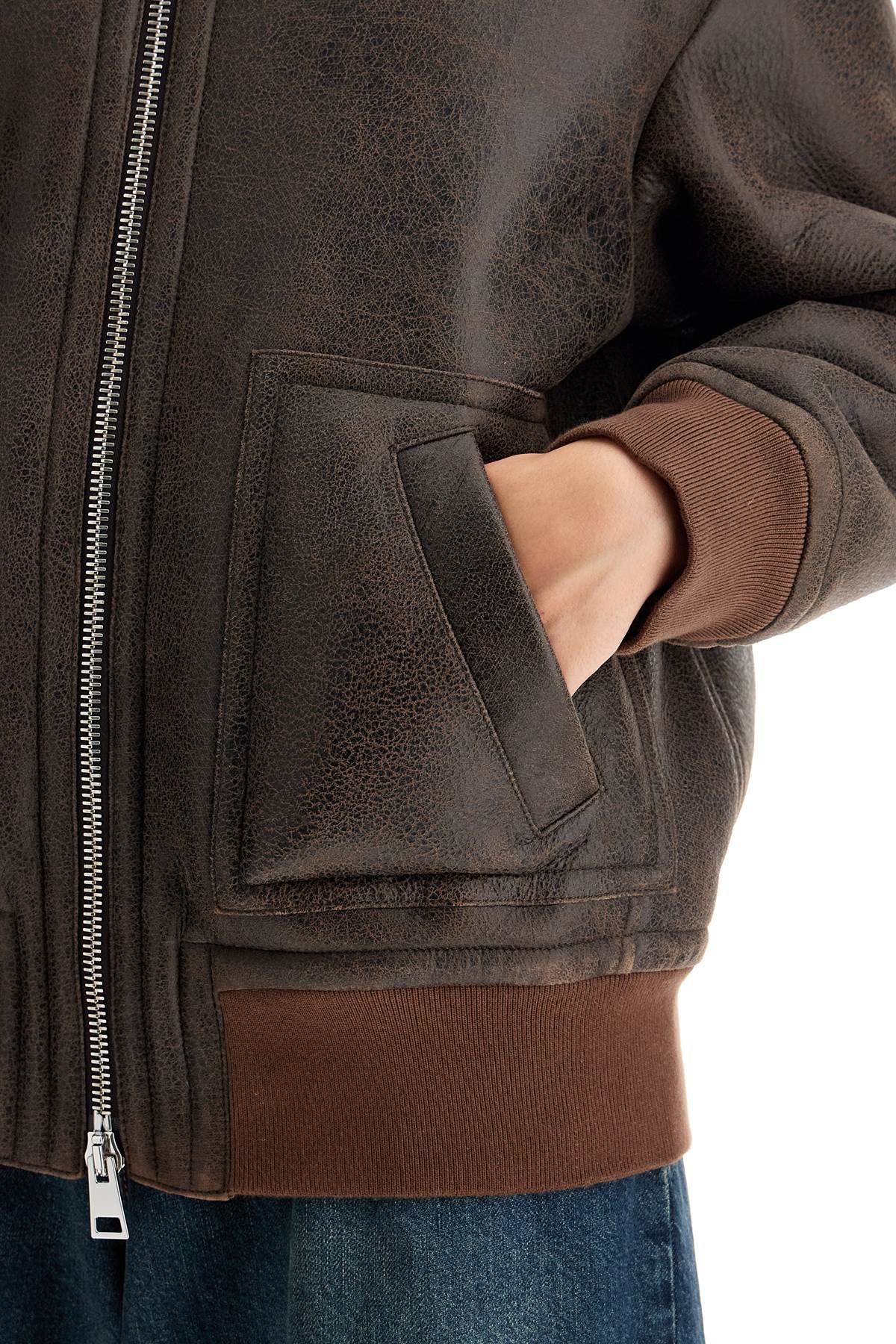 Shearling Bomber Jacket  - Brown