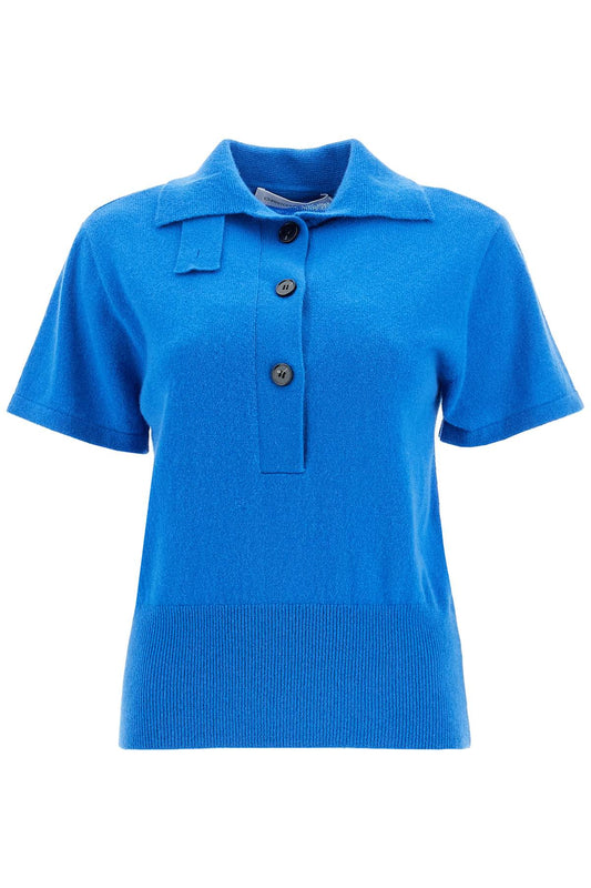 Short-sleeved Cashmere Pullover  - Blue