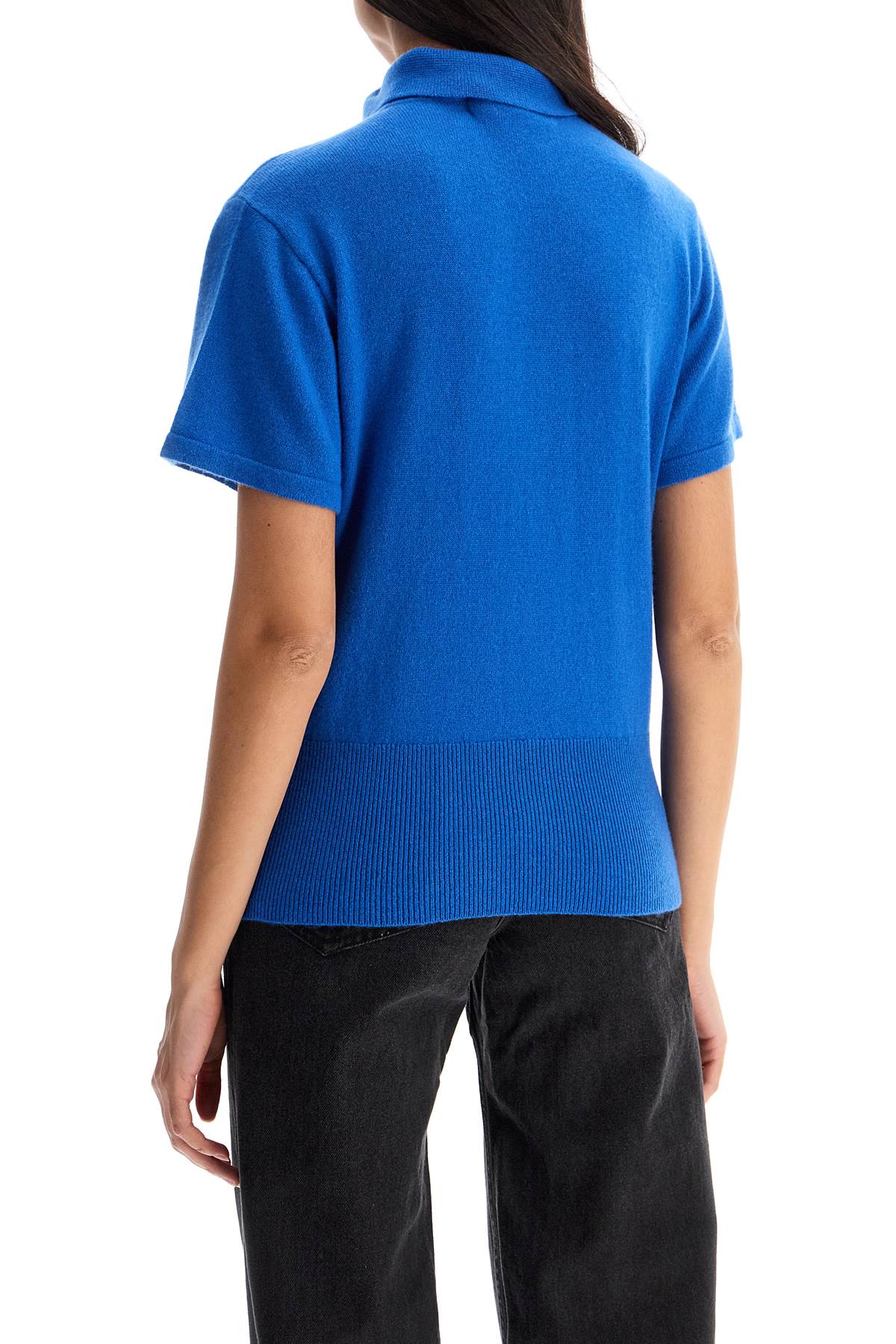 Short-sleeved Cashmere Pullover  - Blue