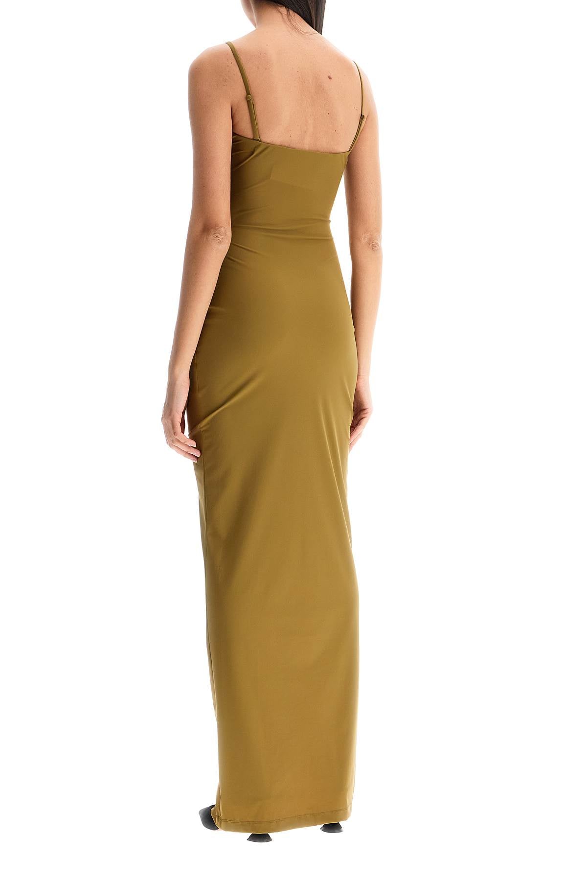 Maxi Lycra Dress With U-neckline  - Khaki