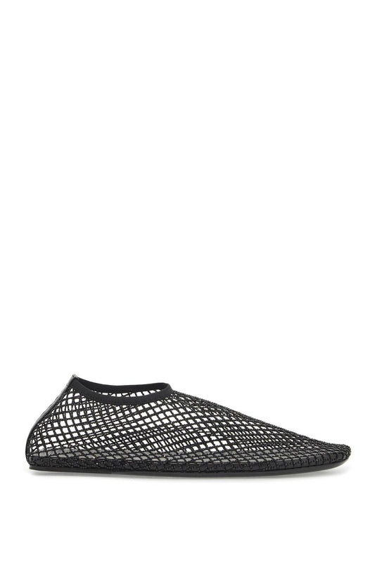 Mesh Ballerina Flats With Micro Crystals  - Black