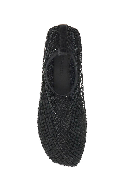 Mesh Ballerina Flats With Micro Crystals  - Black