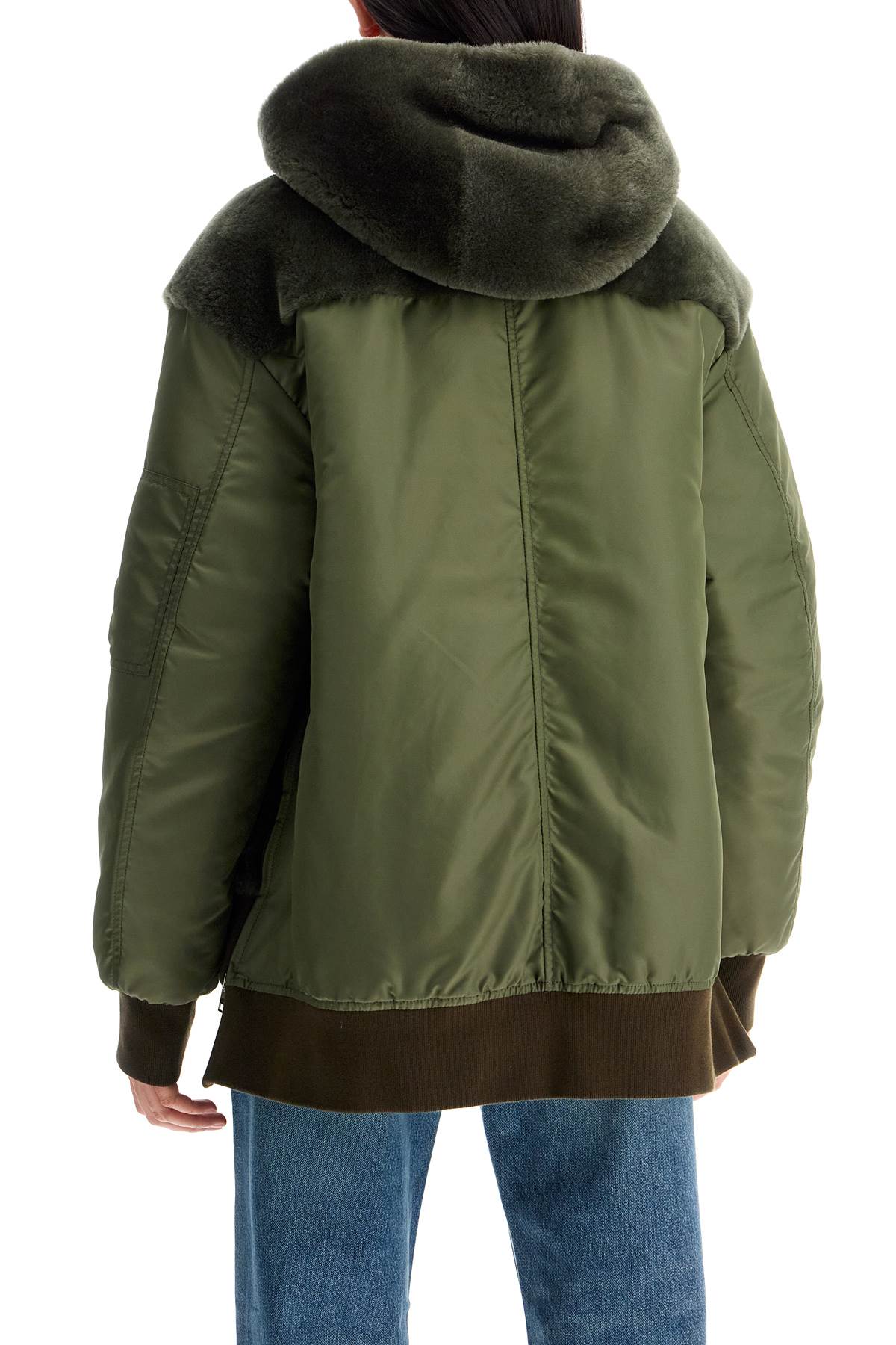 Shearling Insert Jacket With  - Green