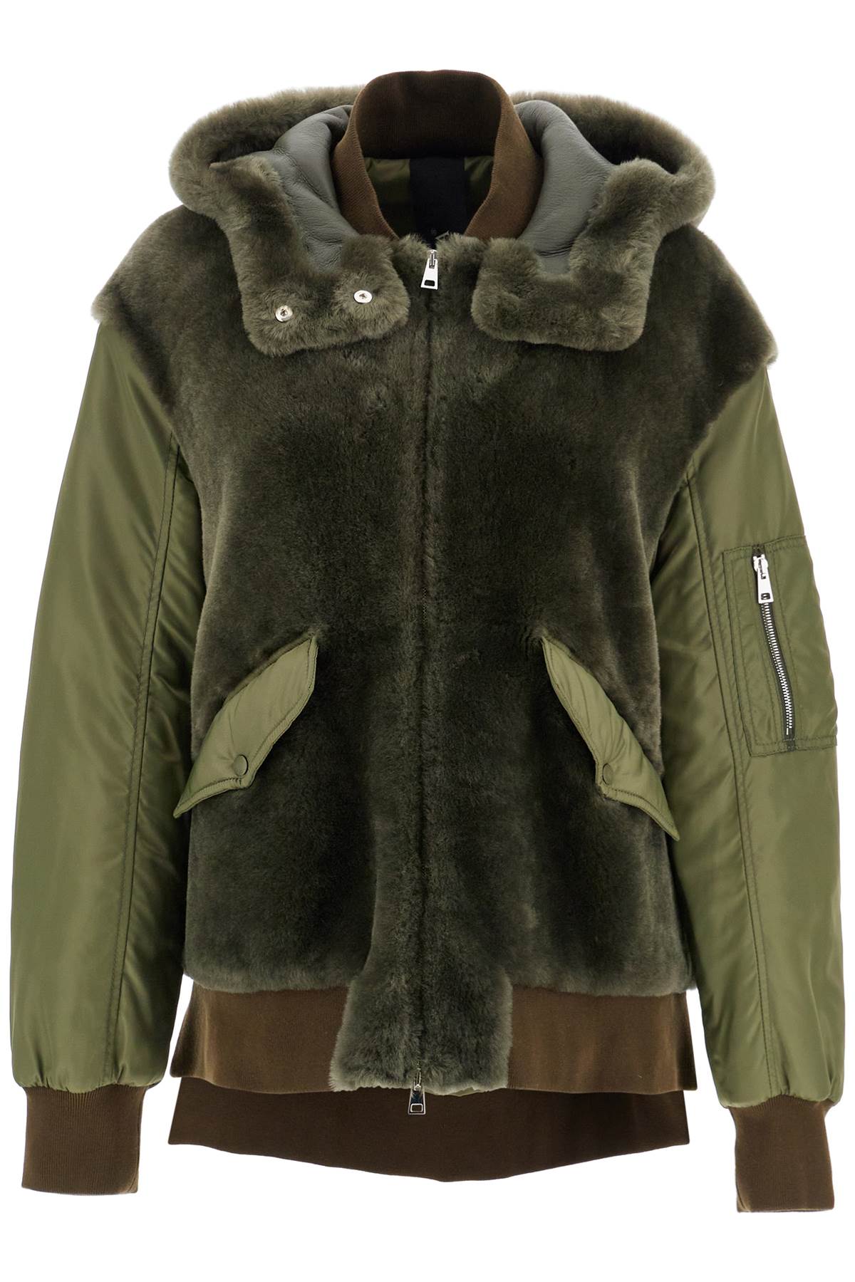 Shearling Insert Jacket With  - Green