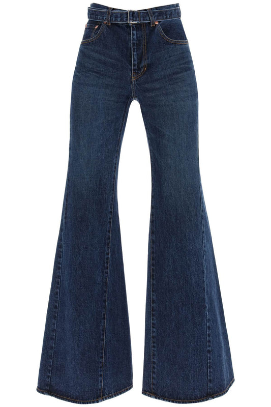 Boot Cut Jeans With Matching Belt  - Blue