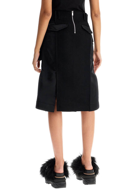 'hybrid Nylon And Wool Skirt'  - Black