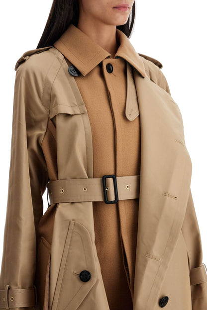 Hybrid Coat In Gabardine And  - Beige