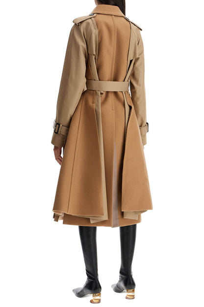 Hybrid Coat In Gabardine And  - Beige