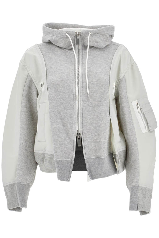 Hybrid Sweatshirt With Zip And Hood  - Grey