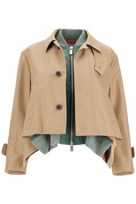 Gabardine Jacket With Inserts  - Khaki