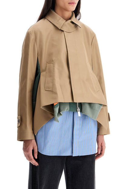 Gabardine Jacket With Inserts  - Khaki