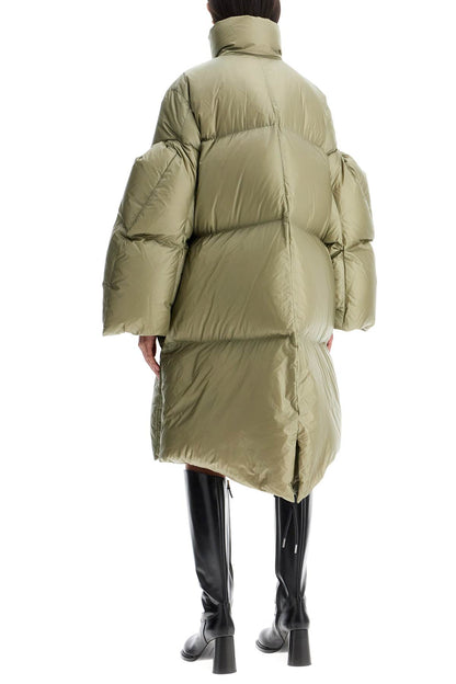 Long Down Jacket With Sculpted Sleeves  - Khaki