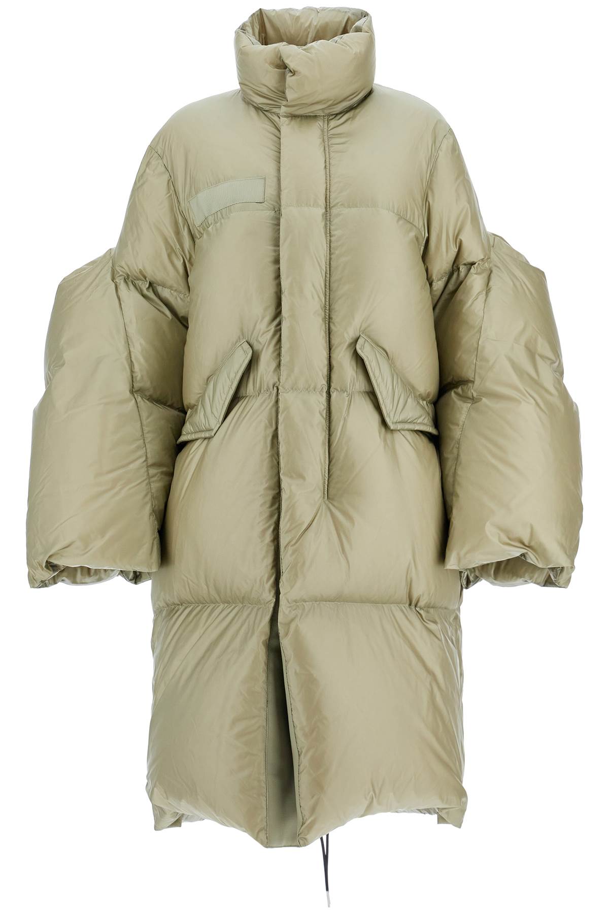 Long Down Jacket With Sculpted Sleeves  - Khaki