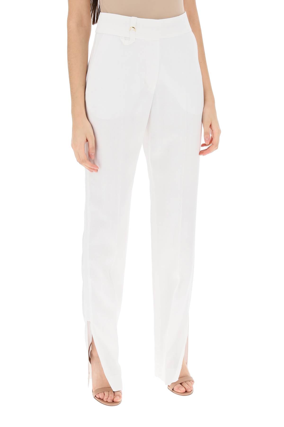 'le Pantalon Tibau' Slit Pants  - White