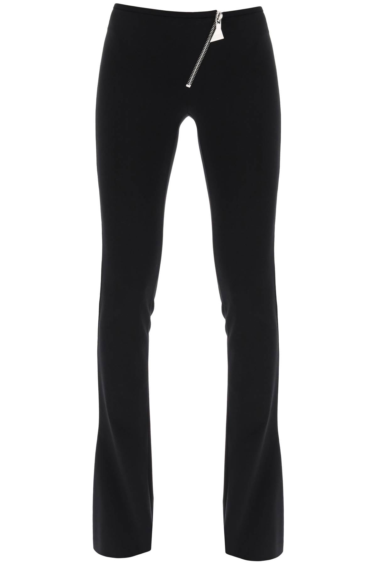 Bootcut Pants With Slanted Zipper  - Black