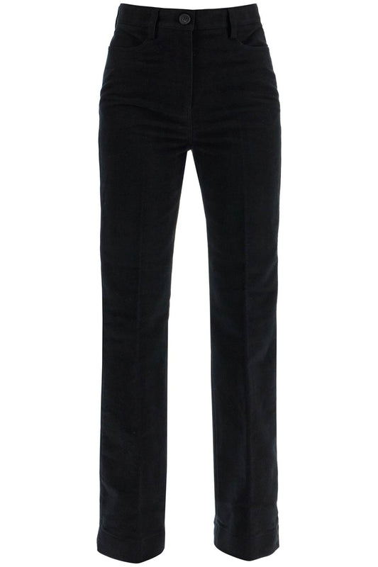 High-waisted Flared Pants In Black Organic Cotton  - Black