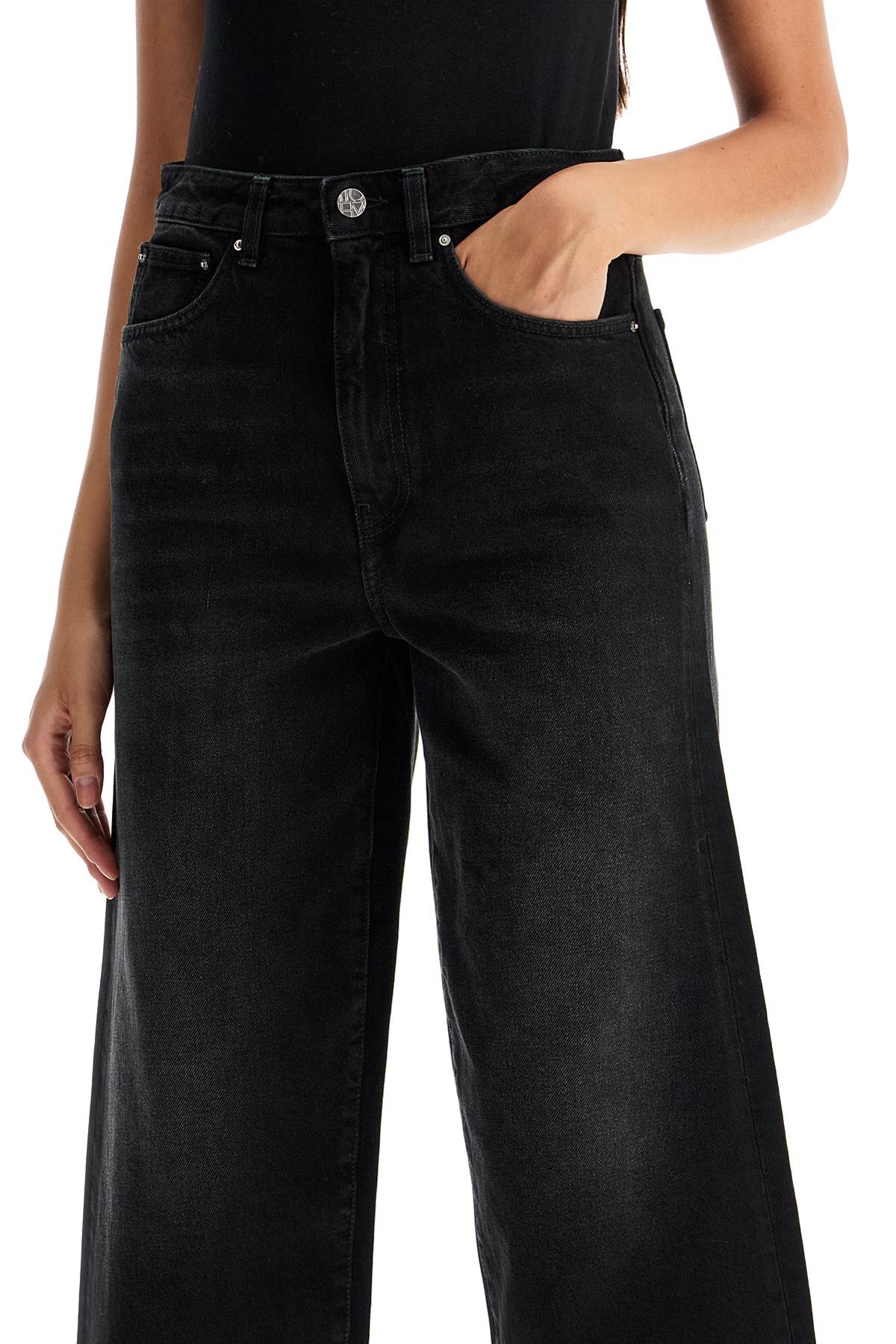 Cropped And Flared Jeans  - Black