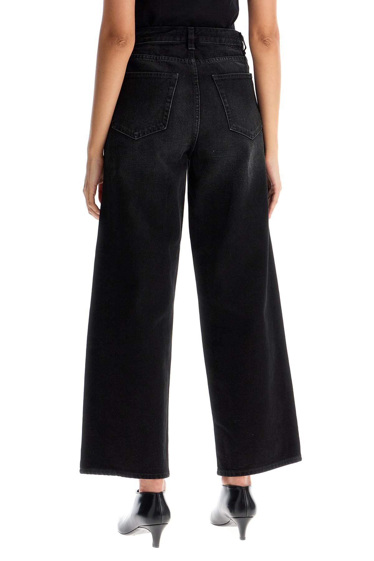 Cropped And Flared Jeans  - Black