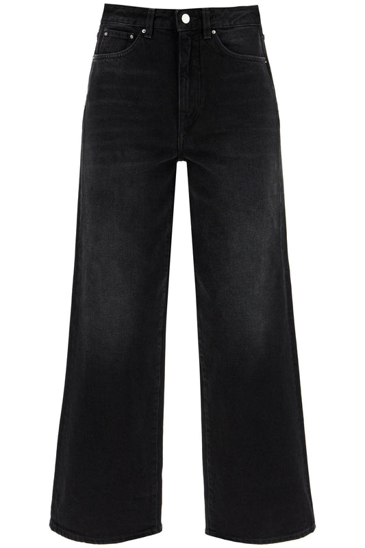 Cropped And Flared Jeans  - Black