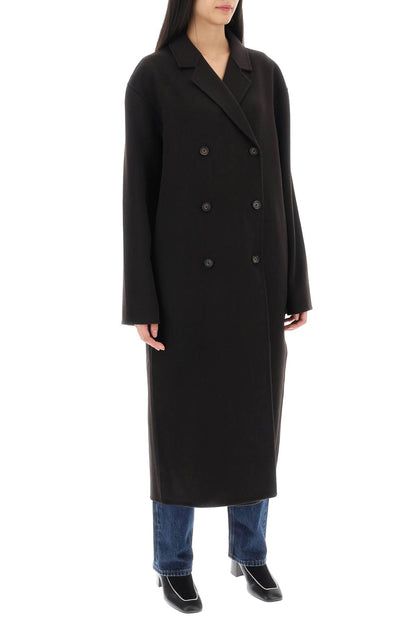 Oversized Double-breasted Wool Coat  - Brown