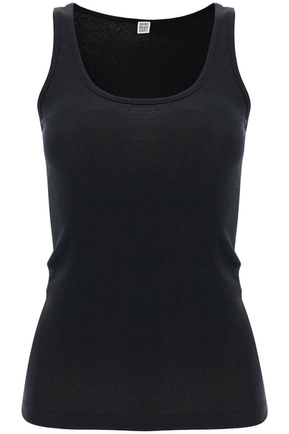 Ribbed Tank Top With Spaghetti  - Black