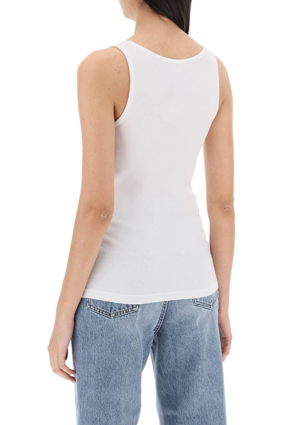 "ribbed Jersey Tank Top With  - White