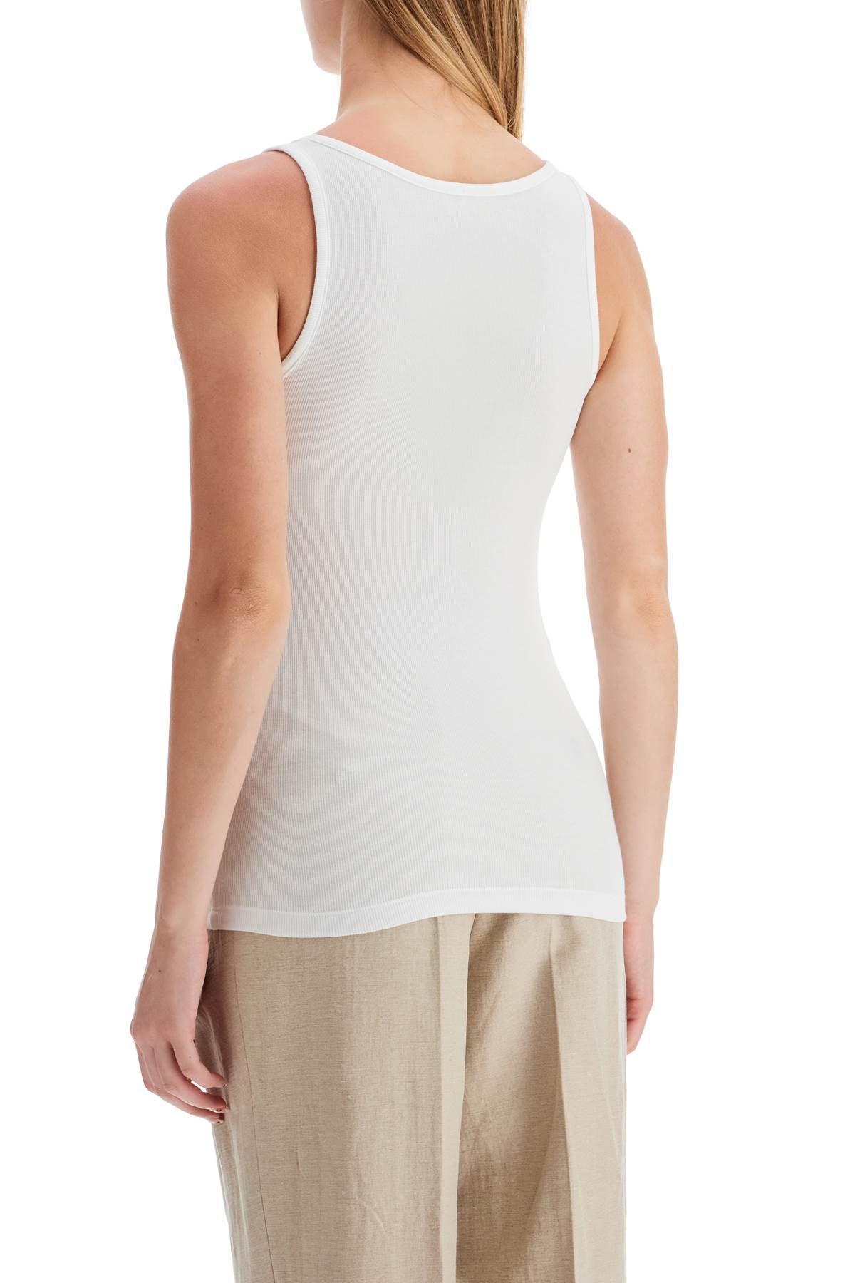 Ribbed Tank Top With Spaghetti  - White