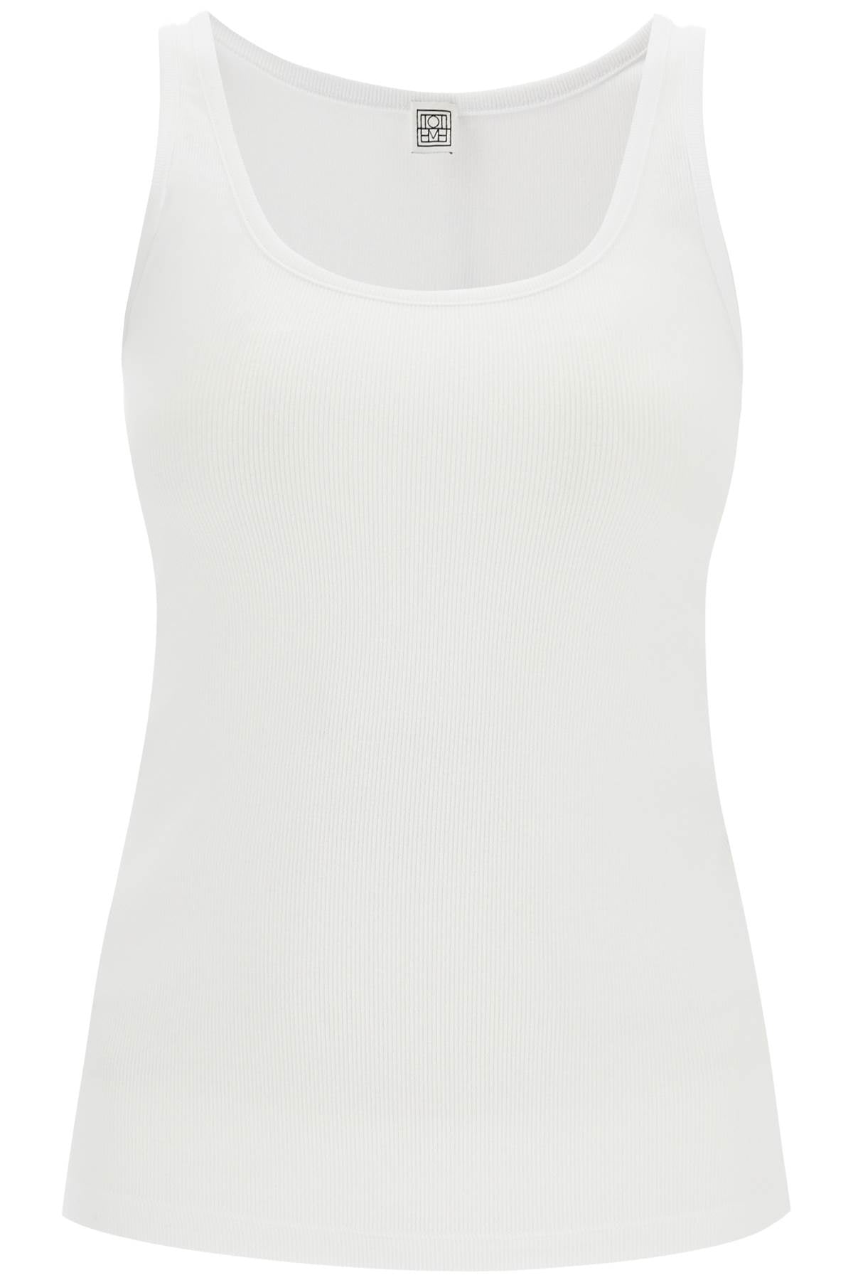 Ribbed Tank Top With Spaghetti  - White