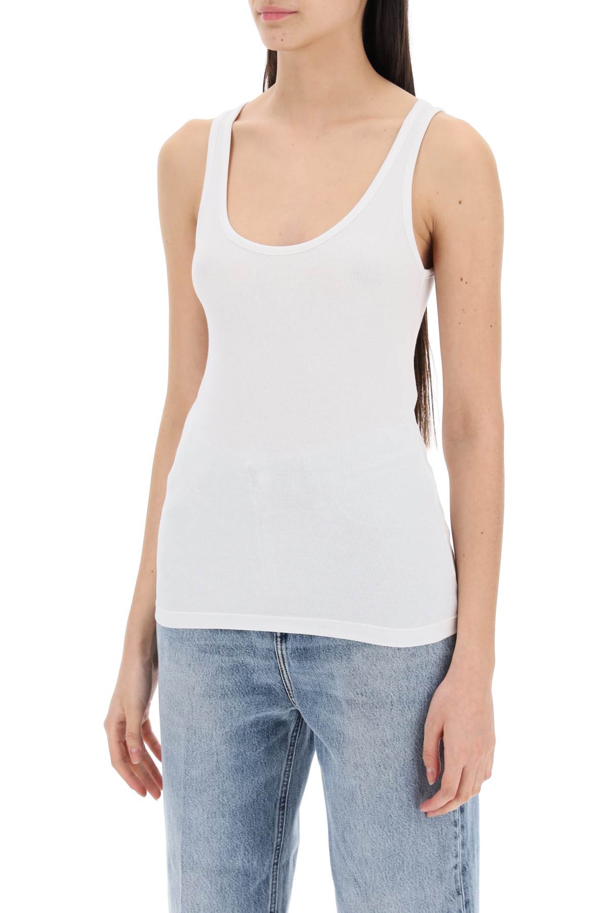 "ribbed Jersey Tank Top With  - White