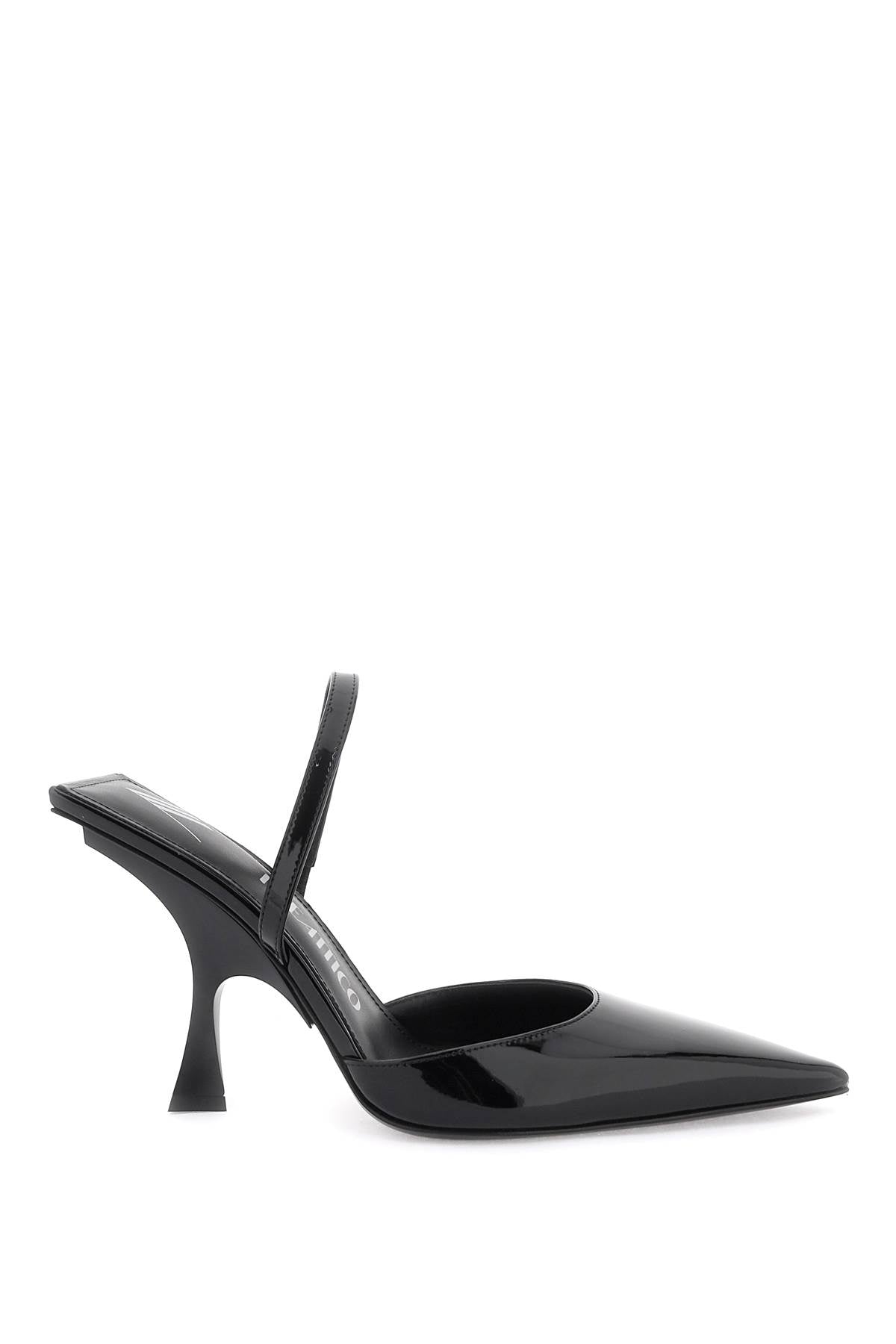 Faux Leather Slingback Pumps  - Black