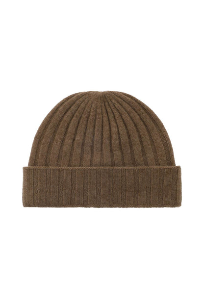 Cashmere Knit Beanie Hat  - Brown