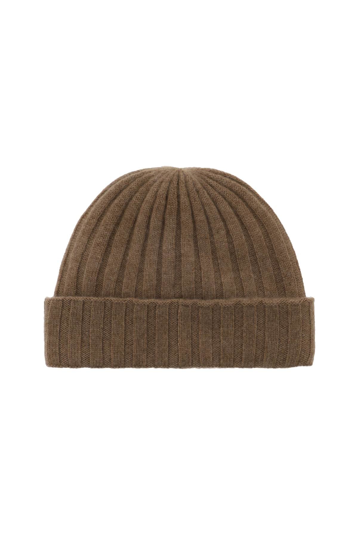 Cashmere Knit Beanie Hat  - Brown