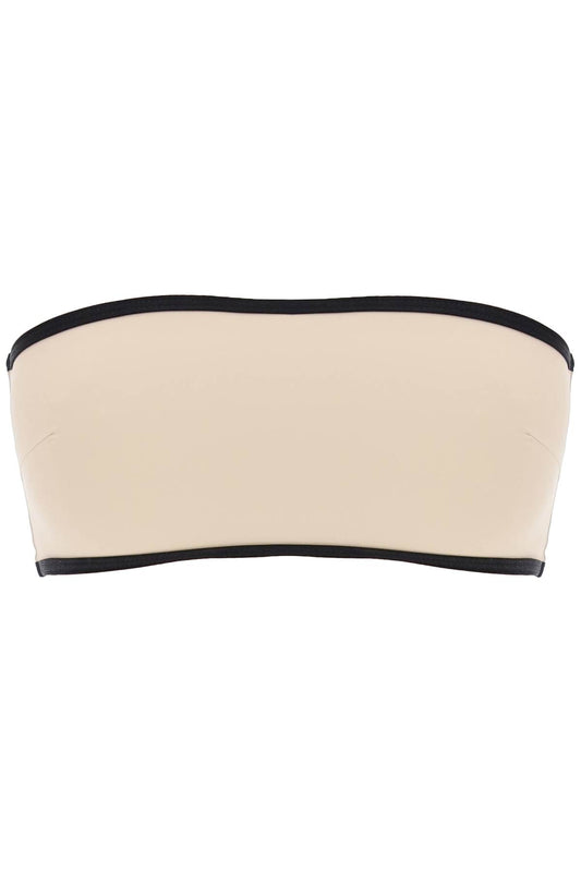 Strapless Bikini Top With Contrasting Edges  - Beige